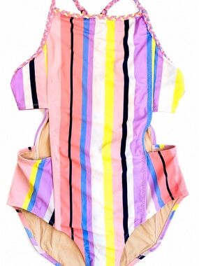 Shade Critters Girls' bright summer Stripe One-Piece Swimsuit Size 14 worn once
